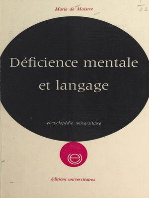cover image of Déficience mentale et langage